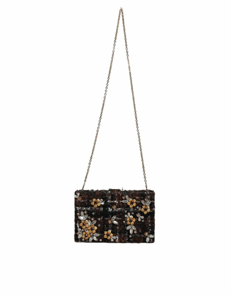Dolce & Gabbana Multicolor Tweed Floral Clutch Evening Party Purse CrossBody Bag - Image 2