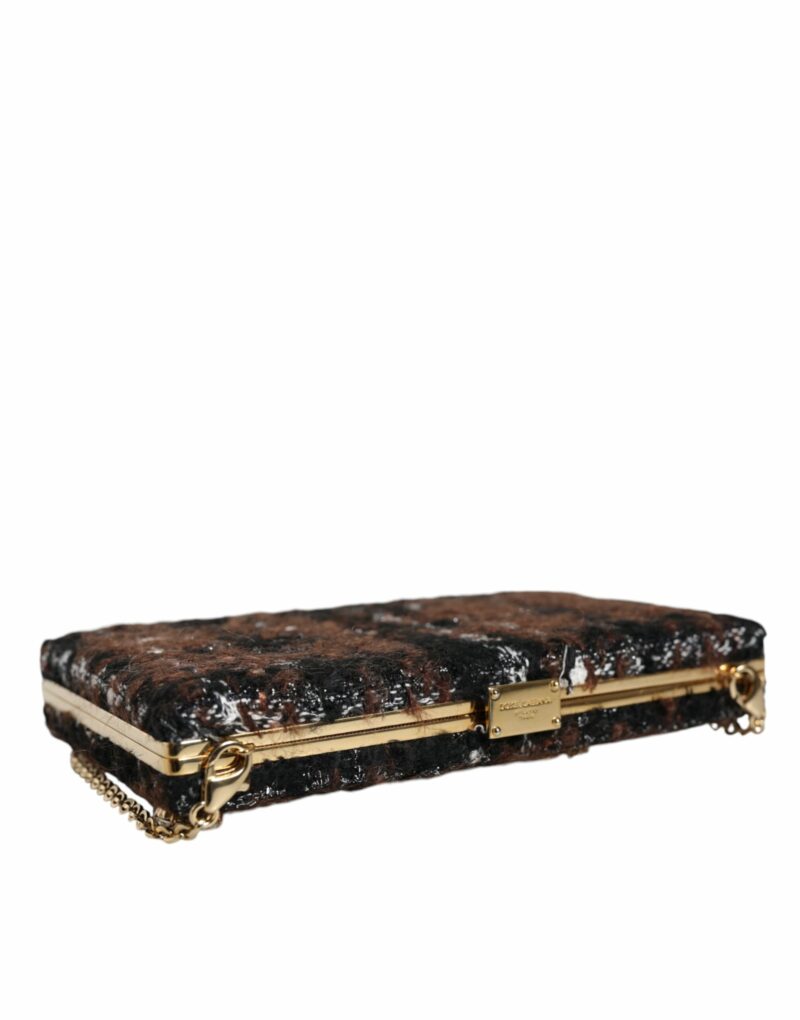 Dolce & Gabbana Multicolor Tweed Floral Clutch Evening Party Purse CrossBody Bag - Image 6