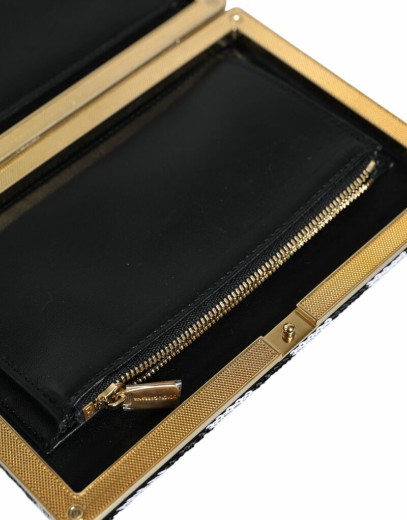 Dolce & Gabbana Black White Gold Frame Clutch Evening Party Purse Bag - Image 6