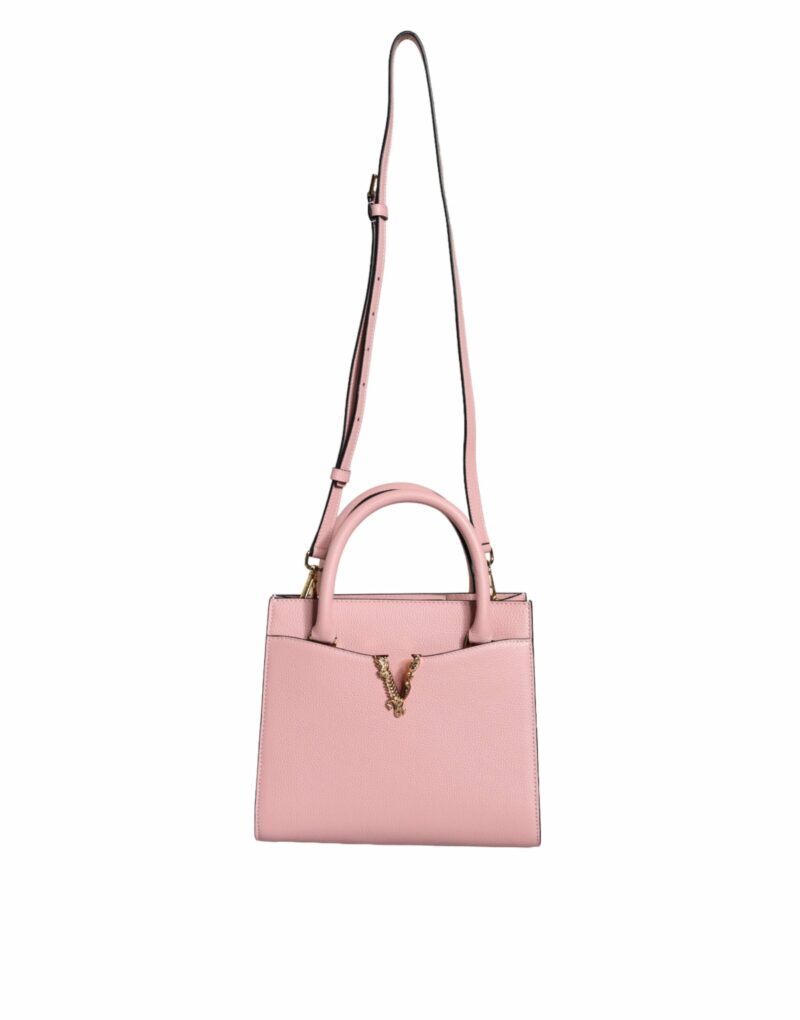 Versace Pink Small Top Handle Grainy Calf Leather Crossbody Bag - Image 2