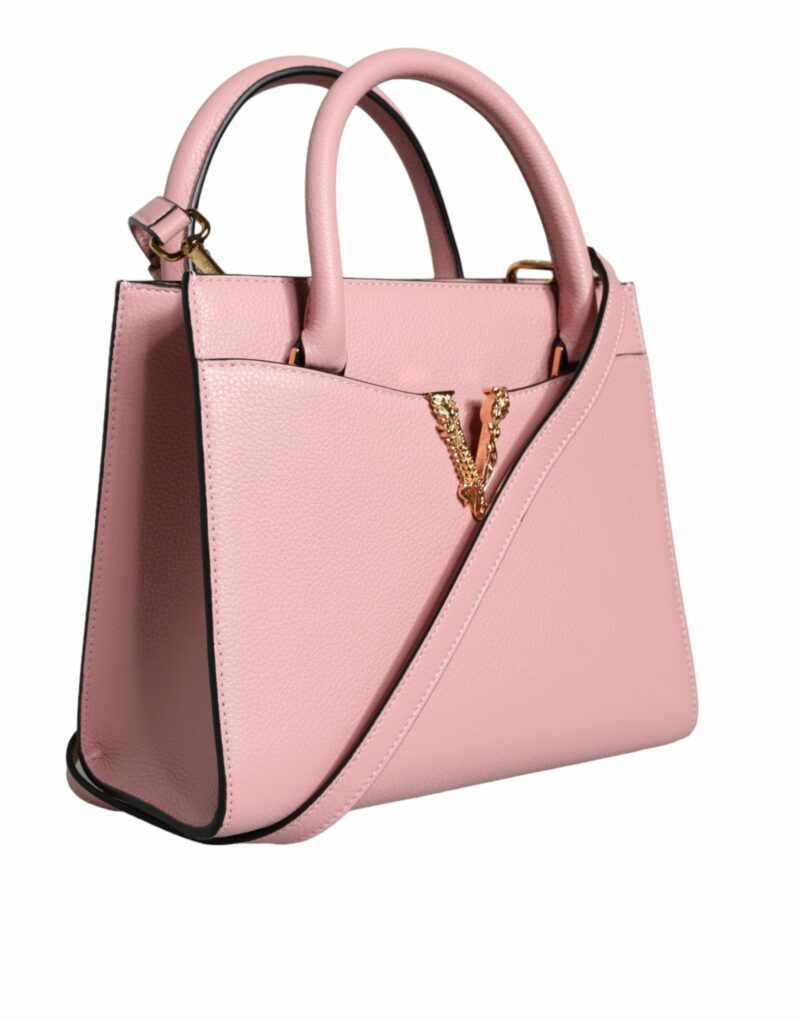 Versace Pink Small Top Handle Grainy Calf Leather Crossbody Bag - Image 3