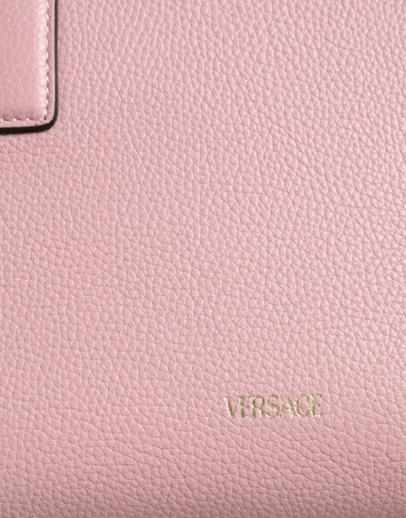 Versace Pink Small Top Handle Grainy Calf Leather Crossbody Bag - Image 6