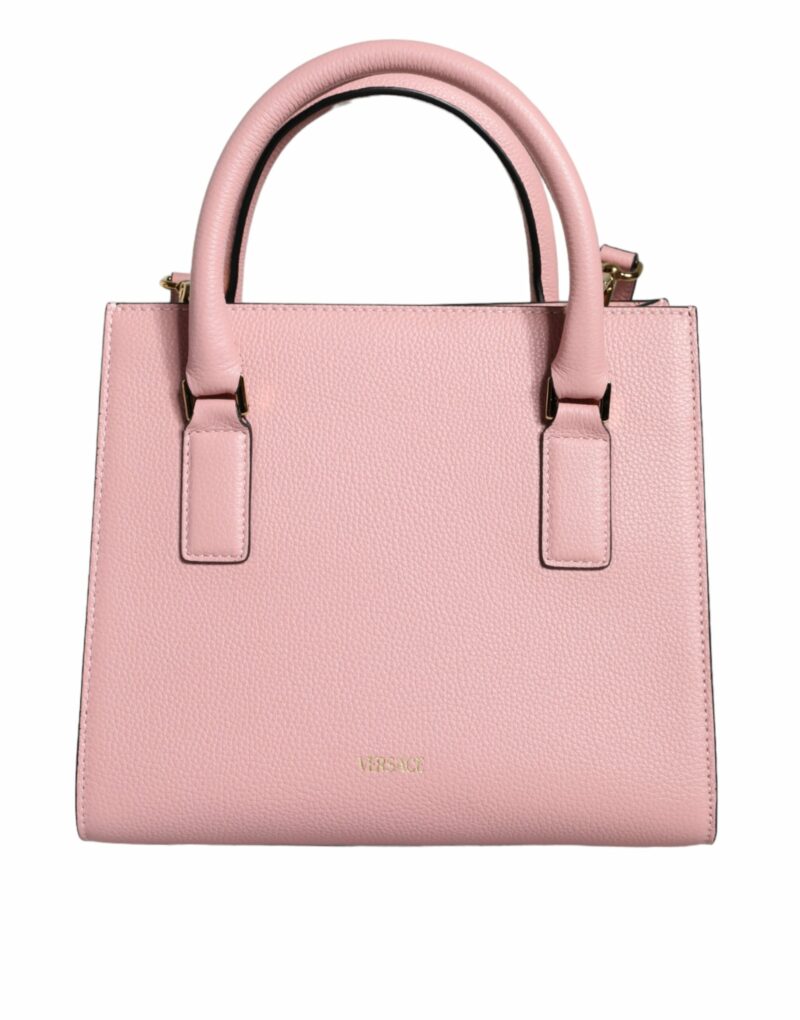Versace Pink Small Top Handle Grainy Calf Leather Crossbody Bag - Image 7