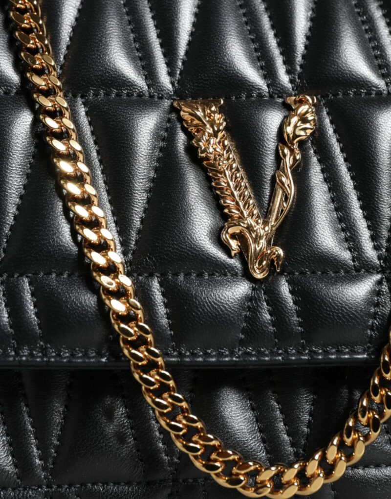 Versace Black Mini Nappa Leather Crossbody Shoulder Bag - Image 6