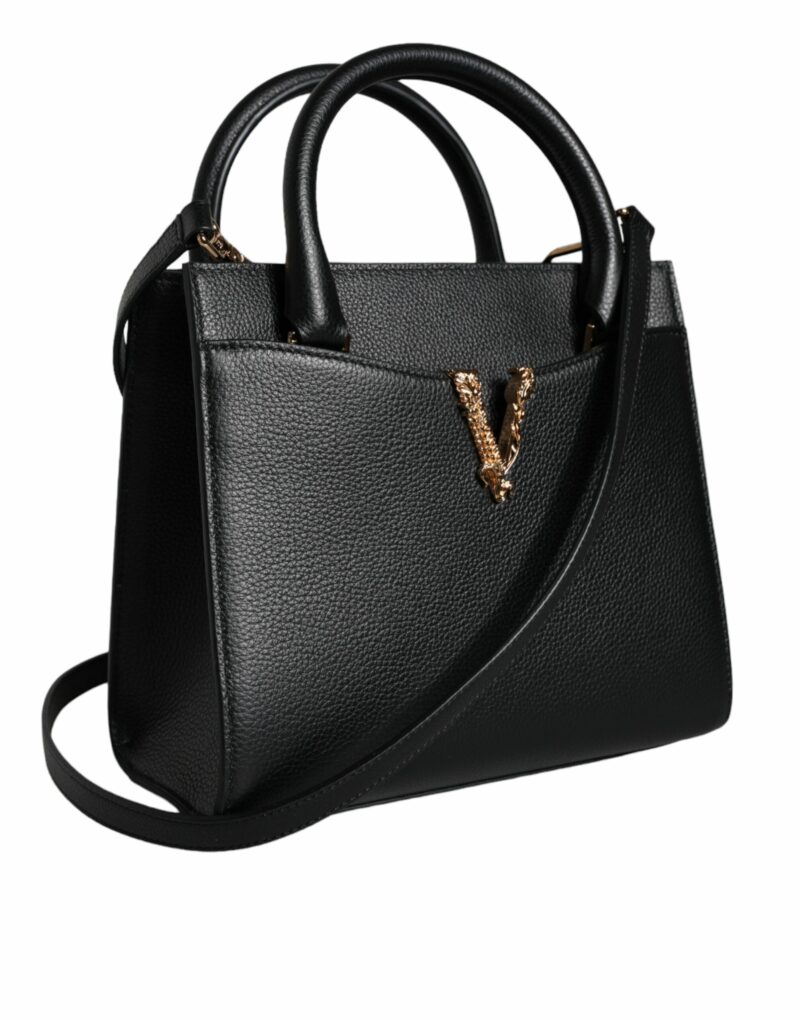 Versace Black Small Leather TopHandle Shoulder Crossbody Bag - Image 4