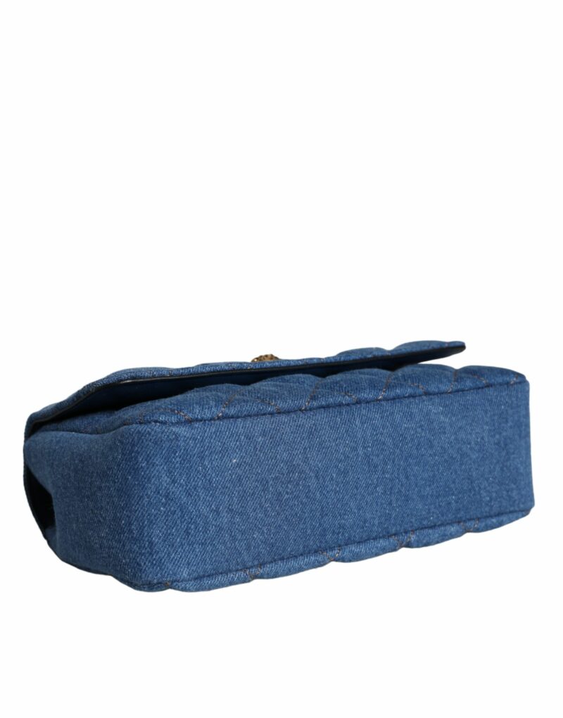 Versace Blue Quilted Denim Leather Crossbody Shoulder Bag - Image 7