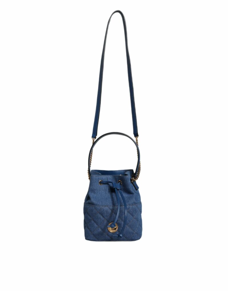 Versace Blue Quilted Denim Leather Crossbody Shoulder Bag - Image 2