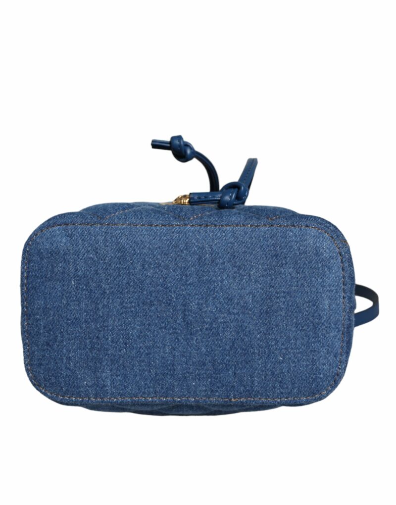 Versace Blue Quilted Denim Leather Crossbody Shoulder Bag - Image 7