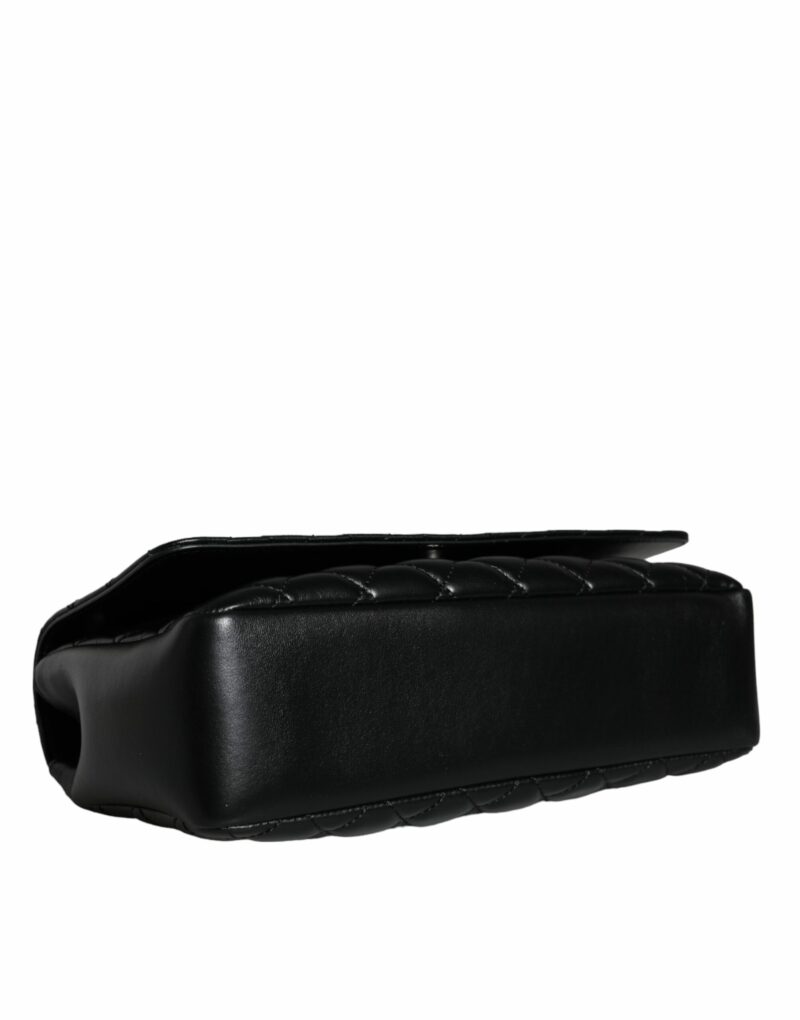 Versace Black Quilted Lambskin Leather Crossbody Shoulder Bag - Image 6