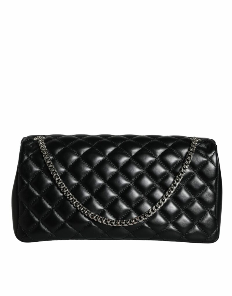 Versace Black Quilted Lambskin Leather Crossbody Shoulder Bag - Image 7