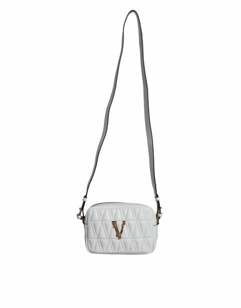Versace White Quilted Nappa Leather Crossbody Shoulder Bag - Image 2