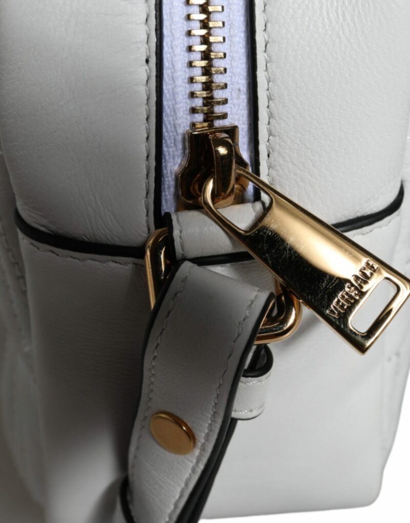 Versace White Quilted Nappa Leather Crossbody Shoulder Bag - Image 6