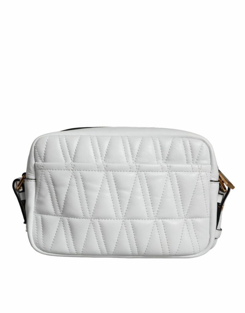 Versace White Quilted Nappa Leather Crossbody Shoulder Bag - Image 8