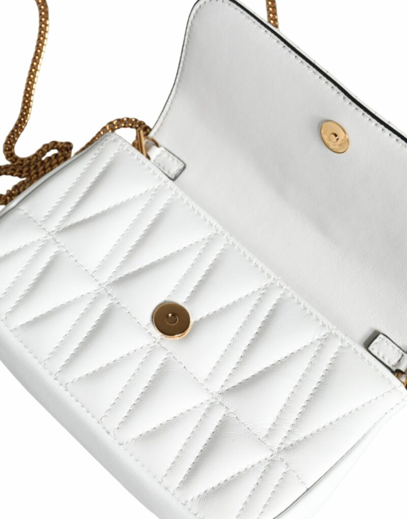 Versace White Quilted Nappa Leather Crossbody Shoulder Bag - Image 4