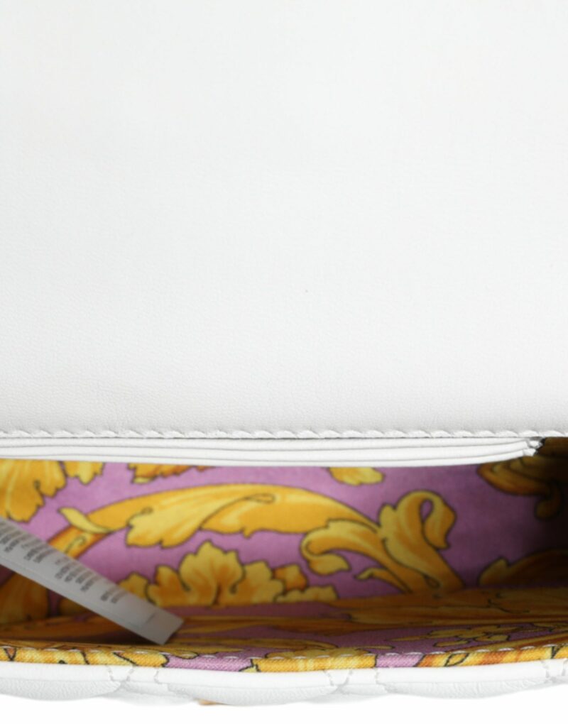 Versace White Quilted Nappa Leather Crossbody Shoulder Bag - Image 8