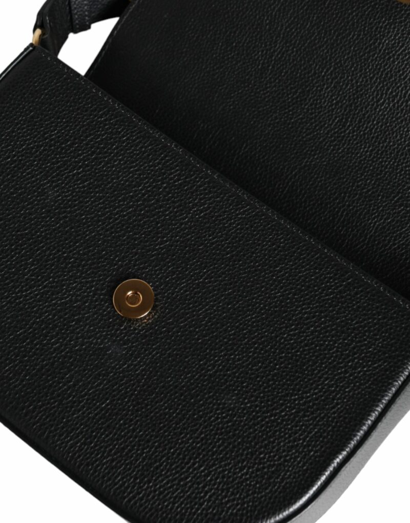 Versace Black Grainy Calf Leather Logo Crossbody Shoulder Bag - Image 4