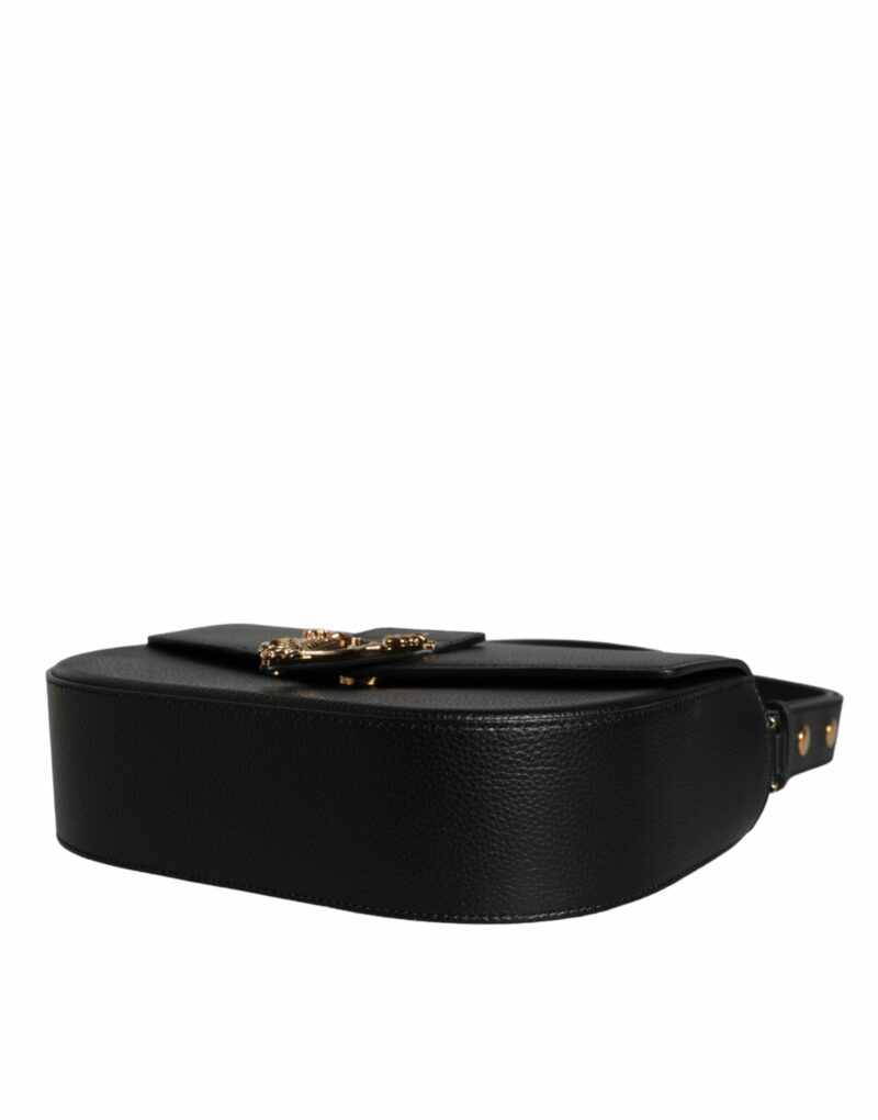 Versace Black Grainy Calf Leather Logo Crossbody Shoulder Bag - Image 7