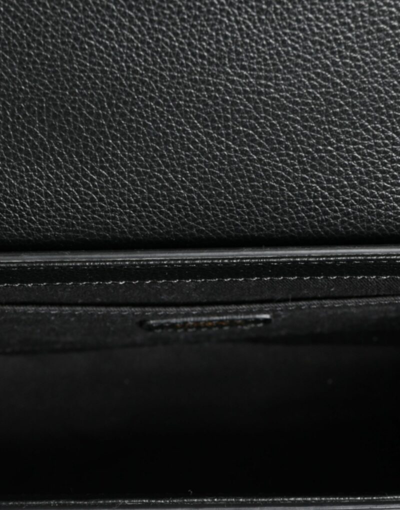 Versace Black Grainy Calf Leather Logo Crossbody Shoulder Bag - Image 8