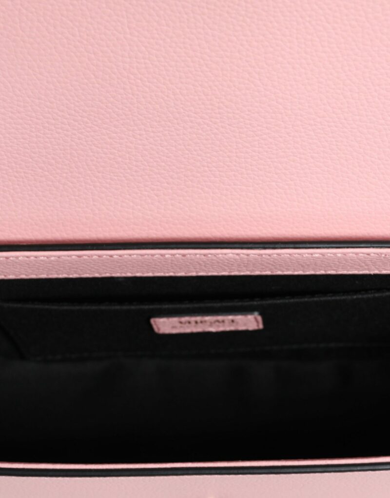 Versace Pink Grainy Calf Leather Logo Crossbody Shoulder Bag - Image 6