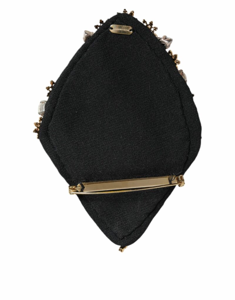Dolce & Gabbana Gold Tone Brass Sacred Heart Crystal Embellished Brooch - Image 3