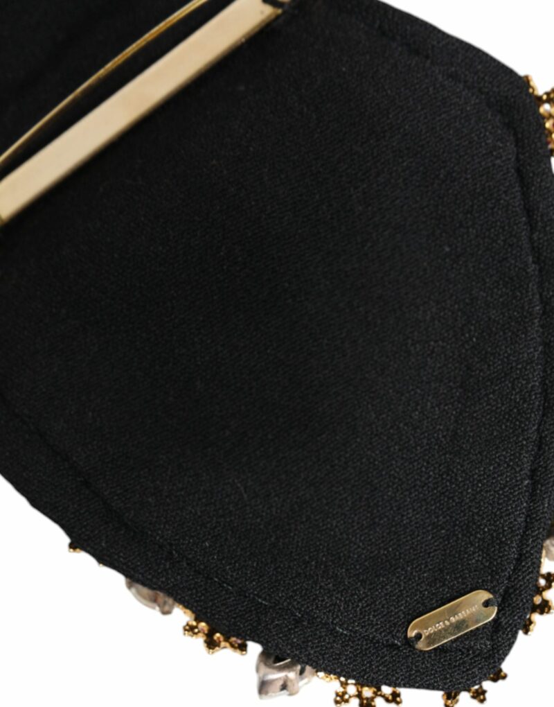 Dolce & Gabbana Gold Tone Brass Sacred Heart Crystal Embellished Brooch - Image 4