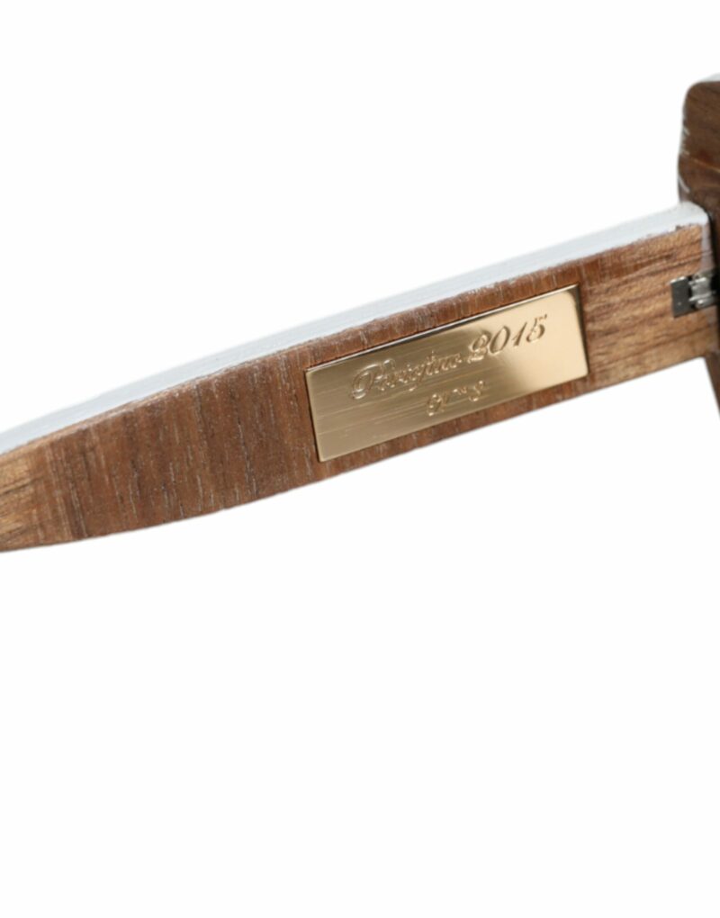 Dolce & Gabbana Multicolor Wood Crystal Brass Frame Floral Hand Paint Sunglasses - Image 4