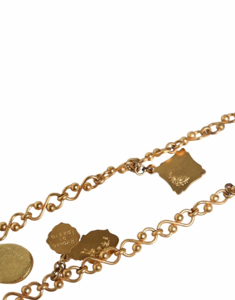 Dolce & Gabbana Gold Tone Brass Chain Religious Cross Pendant Necklace - Image 7