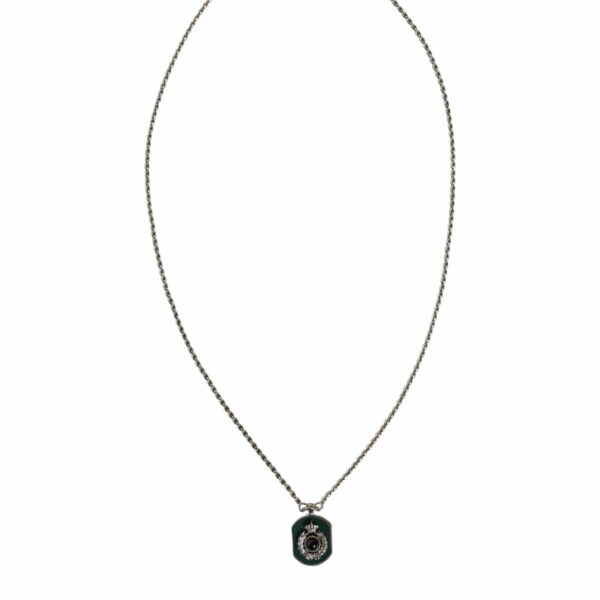 Dolce & Gabbana Sterling Silver 925 Chain Bar Gem Pendant Logo Necklace