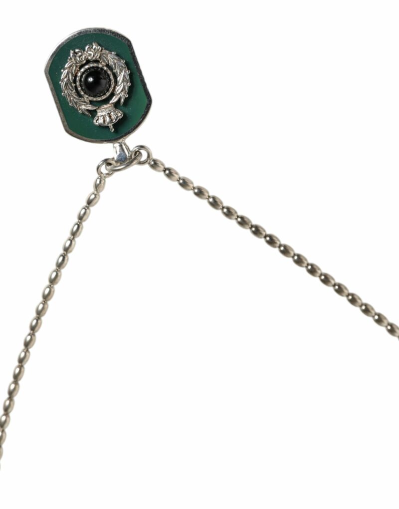 Dolce & Gabbana Sterling Silver 925 Chain Bar Gem Pendant Logo Necklace - Image 2