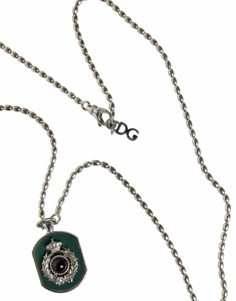 Dolce & Gabbana Sterling Silver 925 Chain Bar Gem Pendant Logo Necklace - Image 3
