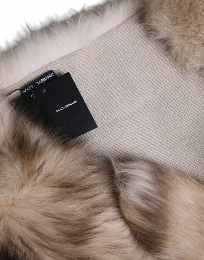 Dolce & Gabbana Brown Frost Fox Fur Neck Warmer Winter Scarf - Image 4