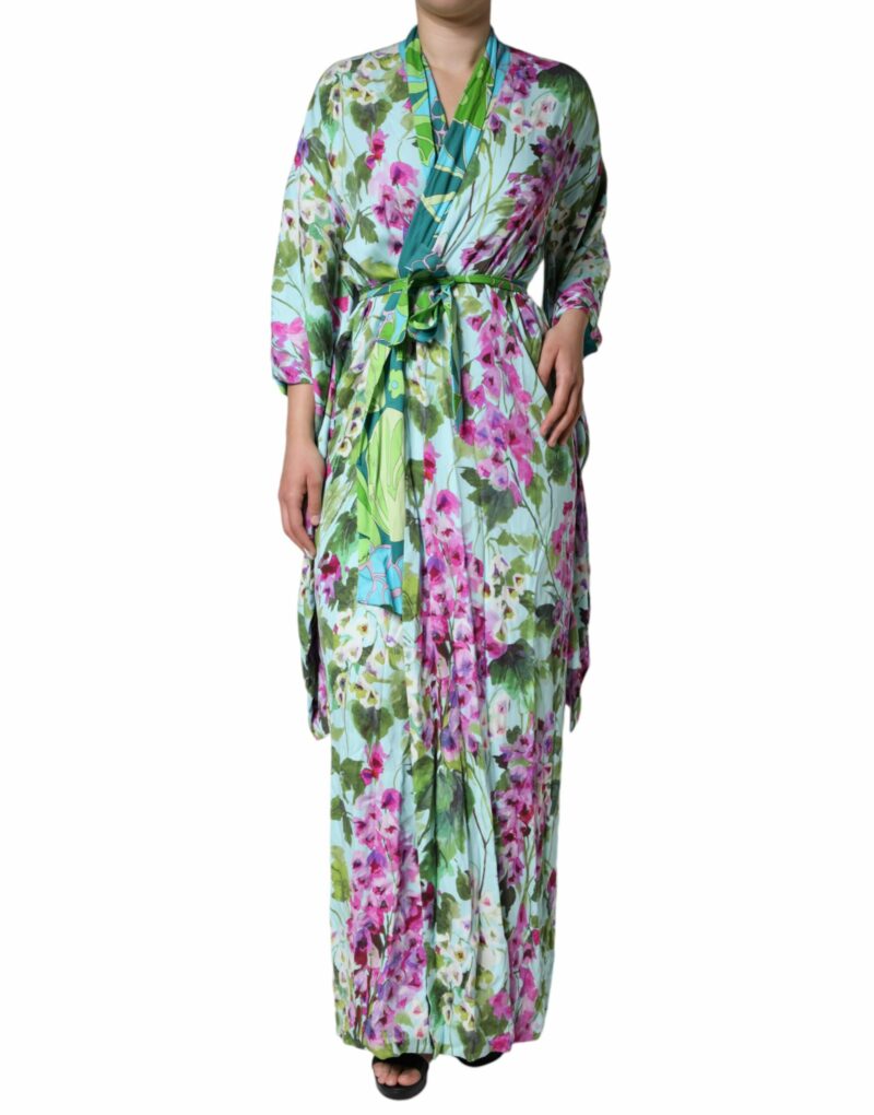 Dolce & Gabbana Multicolor Floral Silk Stretch Wrap Dress - Image 2