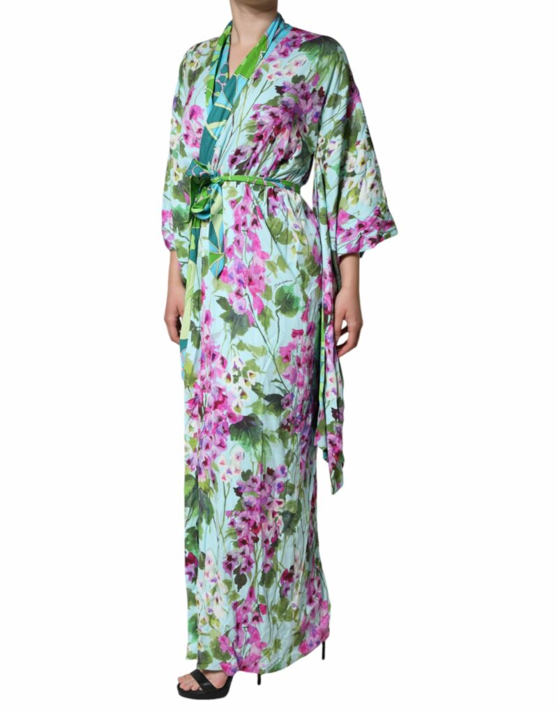Dolce & Gabbana Multicolor Floral Silk Stretch Wrap Dress - Image 3