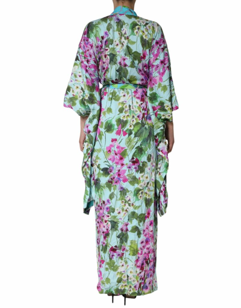 Dolce & Gabbana Multicolor Floral Silk Stretch Wrap Dress - Image 4