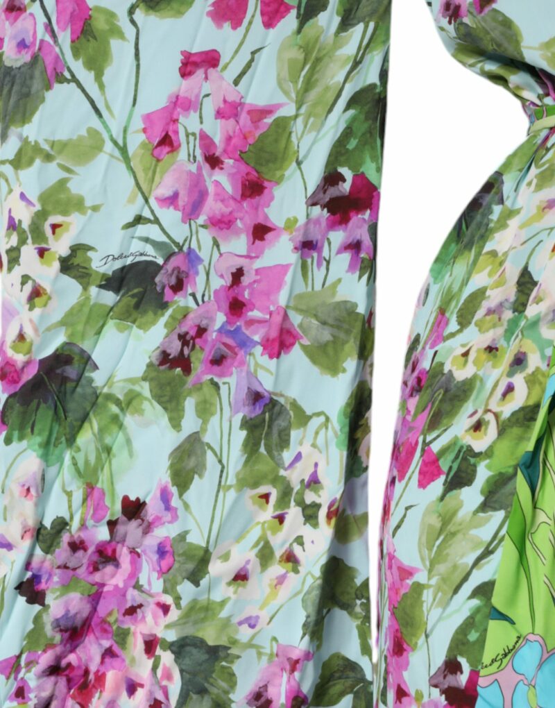 Dolce & Gabbana Multicolor Floral Silk Stretch Wrap Dress - Image 5