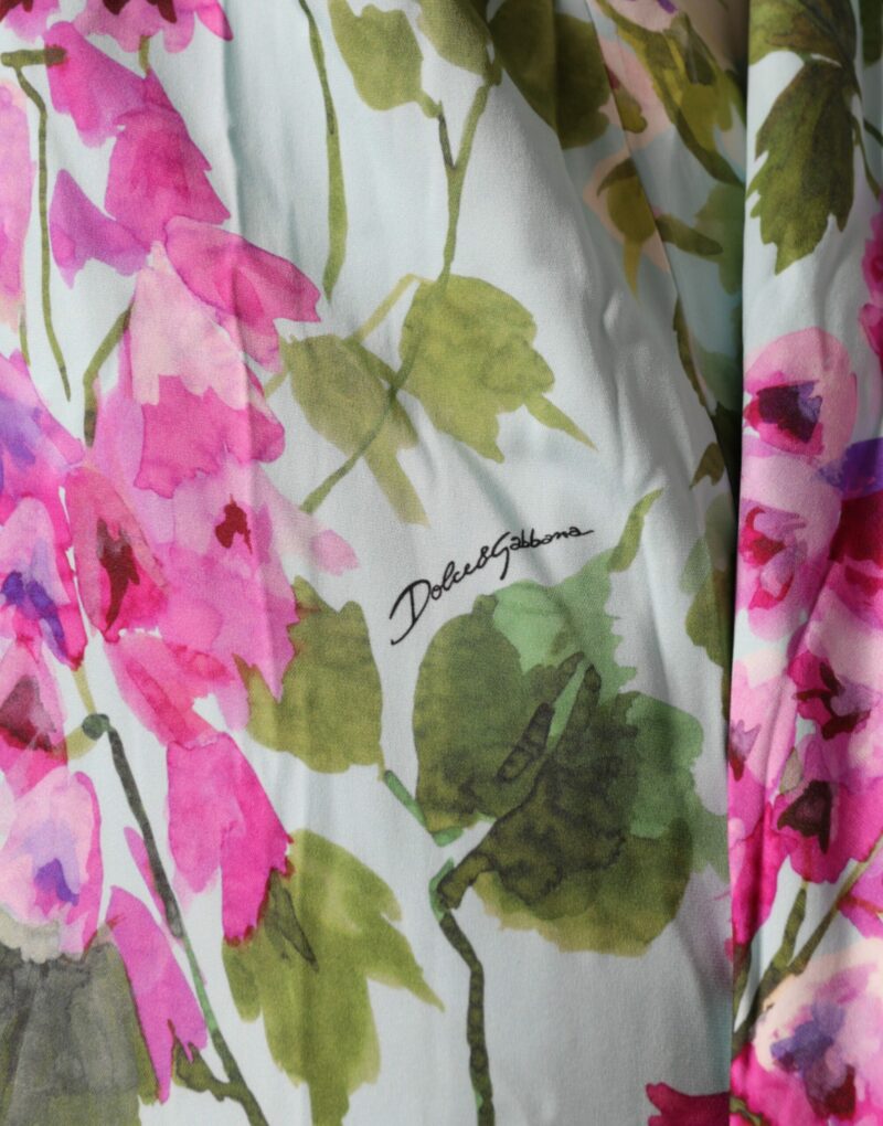 Dolce & Gabbana Multicolor Floral Silk Stretch Wrap Dress - Image 6