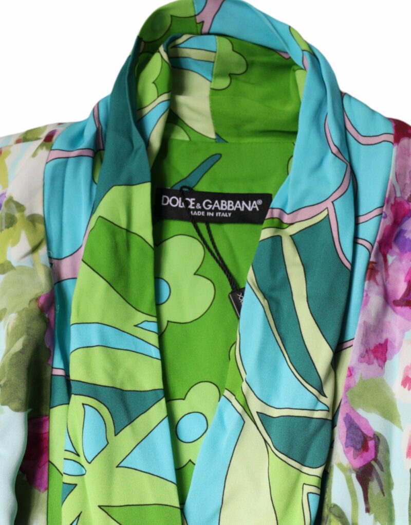 Dolce & Gabbana Multicolor Floral Silk Stretch Wrap Dress - Image 8
