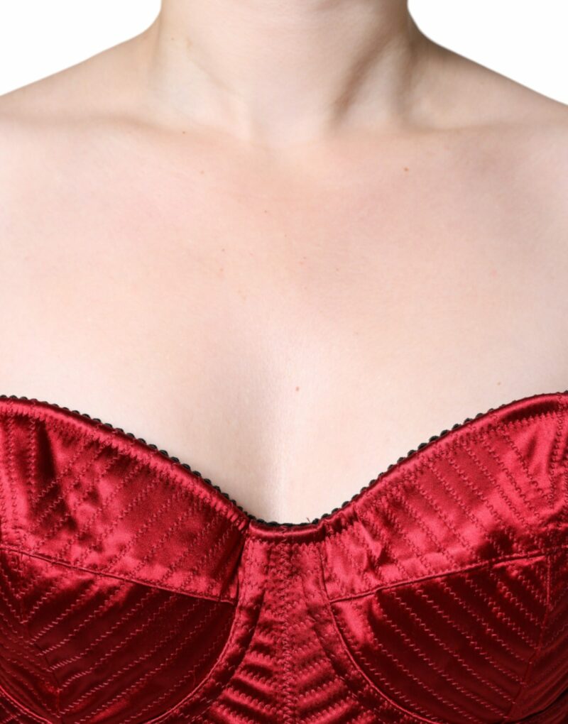 Dolce & Gabbana Red Bustier Corset Lace Bodycon Midi Dress - Image 5