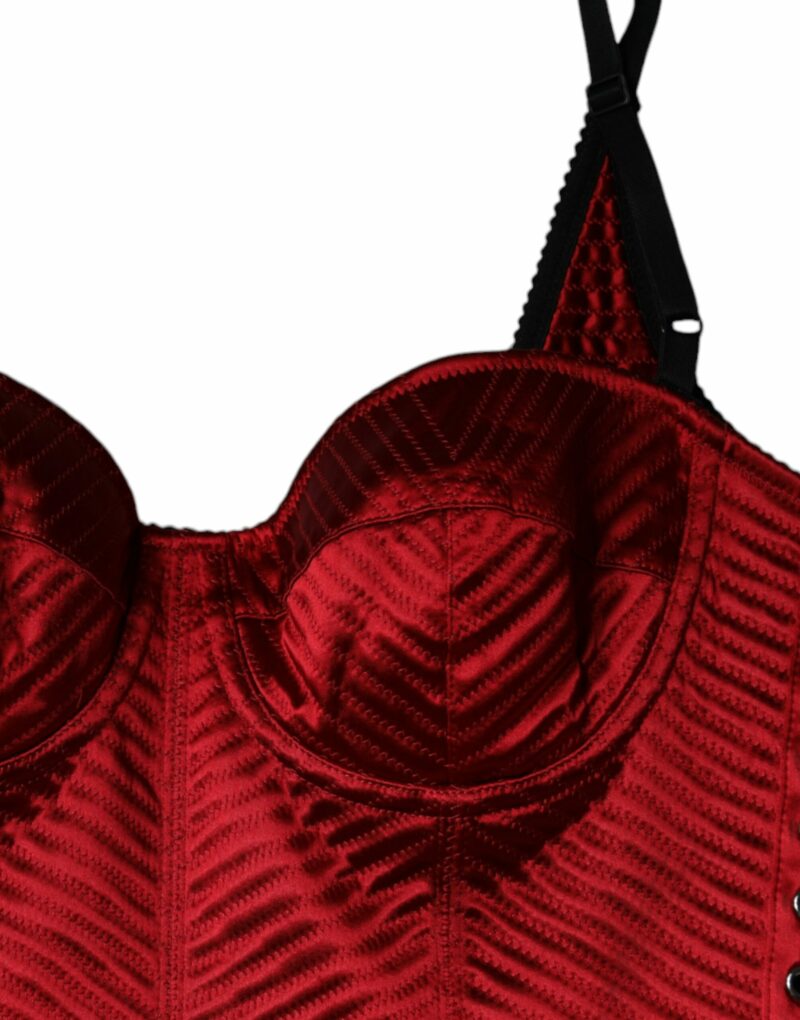 Dolce & Gabbana Red Bustier Corset Lace Bodycon Midi Dress - Image 6