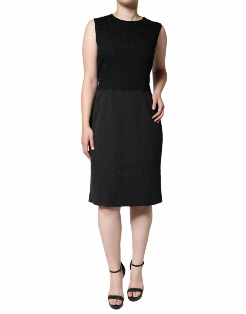 Dolce & Gabbana Black Cotton Sheath Knee Length Dress - Image 2
