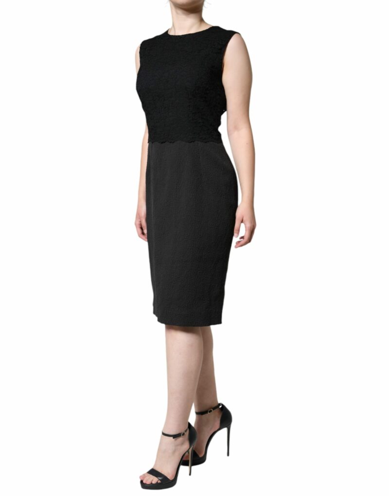 Dolce & Gabbana Black Cotton Sheath Knee Length Dress - Image 3