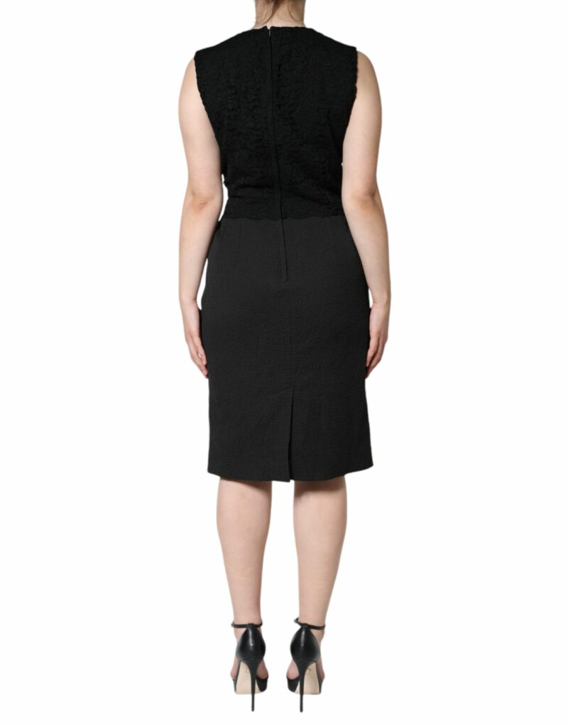 Dolce & Gabbana Black Cotton Sheath Knee Length Dress - Image 4