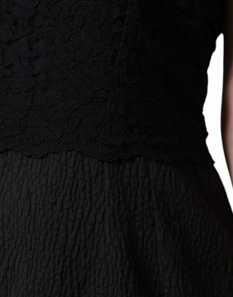 Dolce & Gabbana Black Cotton Sheath Knee Length Dress - Image 7
