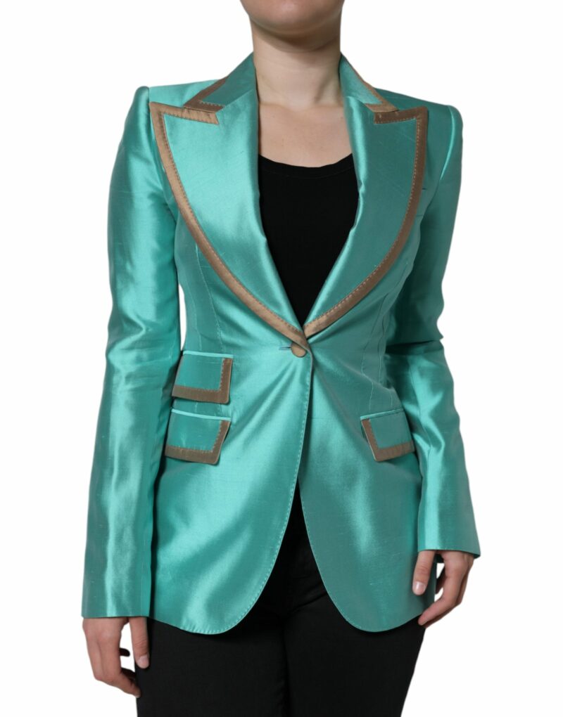 Dolce & Gabbana Metallic Green Single Breasted Blazer Jacket - Image 2