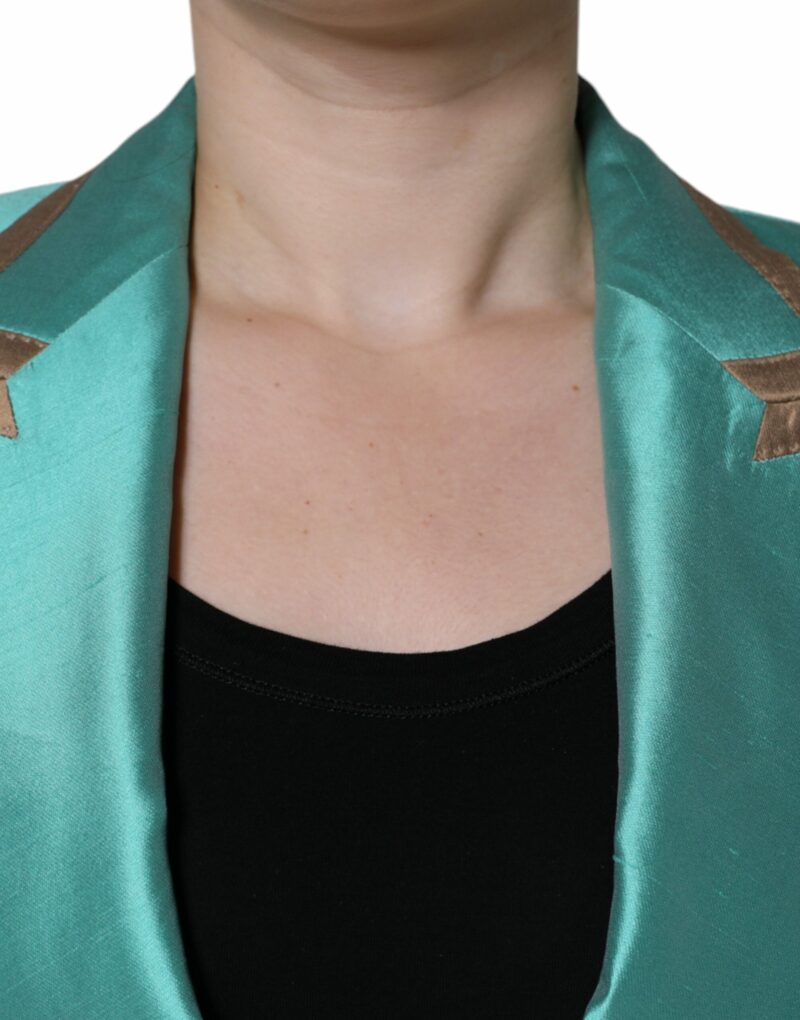 Dolce & Gabbana Metallic Green Single Breasted Blazer Jacket - Image 5