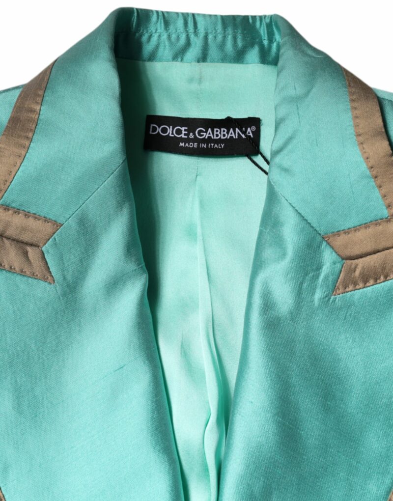 Dolce & Gabbana Metallic Green Single Breasted Blazer Jacket - Image 6