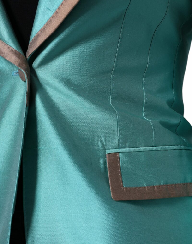Dolce & Gabbana Metallic Green Single Breasted Blazer Jacket - Image 8