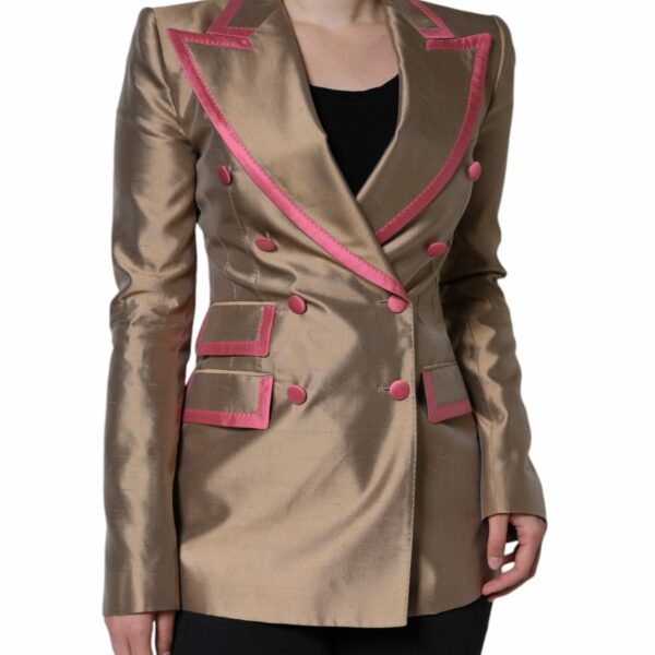 Dolce & Gabbana Metallic Brown Double Breasted Blazer Jacket