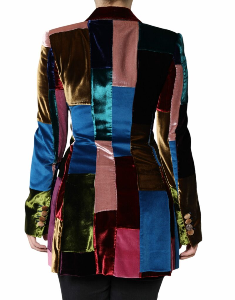 Dolce & Gabbana Multicolor Double Breasted Patchwork Blazer Jacket - Image 4