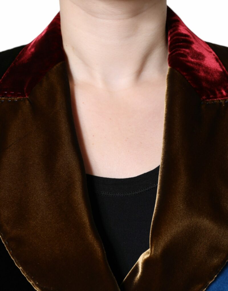 Dolce & Gabbana Multicolor Double Breasted Patchwork Blazer Jacket - Image 5